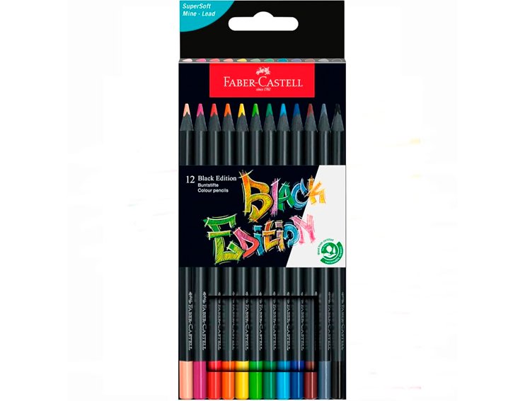 LAPIZ FABER CASTELL BLACK EDITION CAJA CARTON  12 COLORES