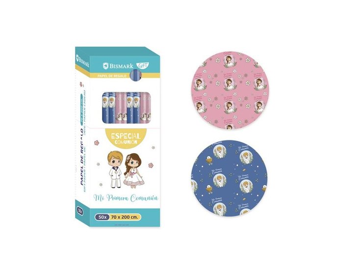 PAPEL REGALO ROLLO 70X200 CM COMUNION SURTIDO NIO/NIA