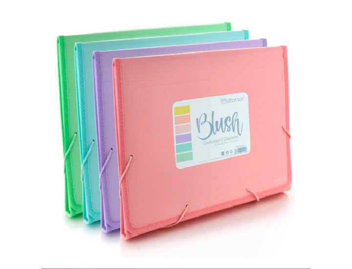 CARPETA CLASIFICADORA 12 SEPARADORES DINA4 OFFICE BOX BLUSH COLORES PASTELES SURTIDO