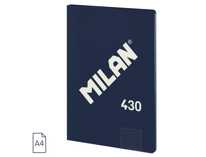 BLOC ENCOLADO DINA4 48 HOJAS 95 GRAMOS TAPA BLANDA MILAN 430 AZUL CUADRICULA 5X5 MM