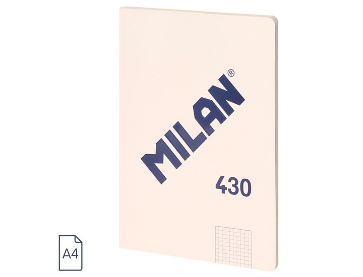 BLOC ENCOLADO DINA4 48 HOJAS 95 GRAMOS TAPA BLANDA MILAN 430 BEIGE CUADRICULA 5X5 MM