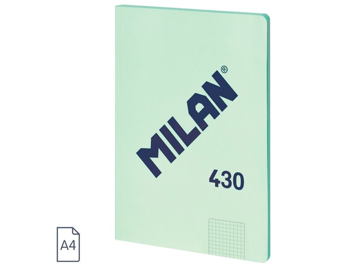 BLOC ENCOLADO DINA4 48 HOJAS 95 GRAMOS TAPA BLANDA MILAN 430 VERDE CUADRICULA 5X5 MM