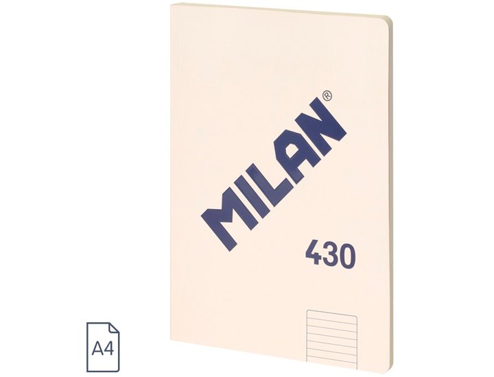 BLOC ENCOLADO DINA4 48 HOJAS 95 GRAMOS TAPA BLANDA MILAN 430 BEIGE LINEAS HORIZONTAL