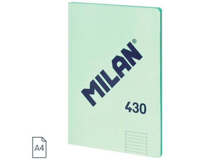 BLOC ENCOLADO DINA4 48 HOJAS 95 GRAMOS TAPA BLANDA MILAN 430 VERDE LINEAS HORIZONTAL