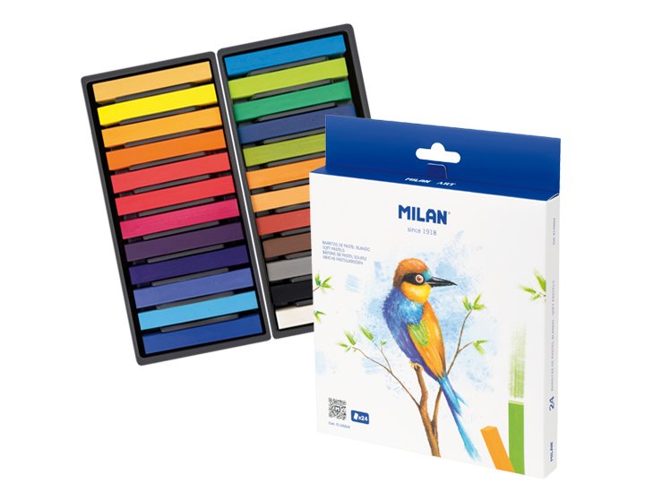 PASTEL BLANDO CAJA CARTON 24 COLORES MILAN