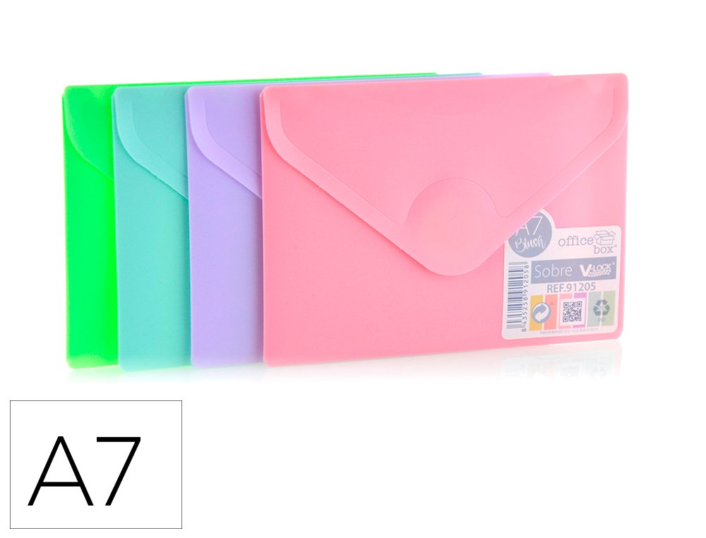 DOSSIER SOBRE CON BROCHE DINA7 Polipropileno OFFICE BOX COLORES PASTEL SURTIDOS