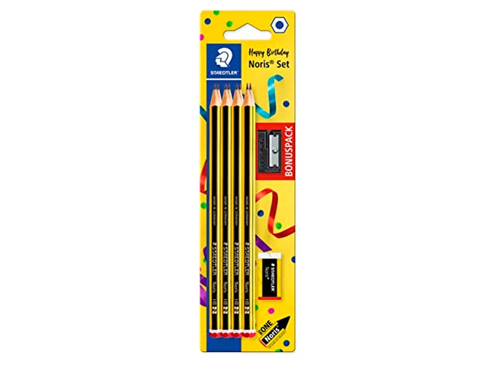 LAPIZ STAEDTLER NORIS N 2 HB 8 LAPICES+GOMA+AFILALAPIZ
