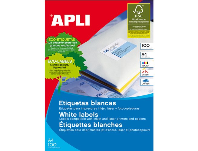 ETIQUETAS LASER APLI 070,0X036,0 BLANCAS