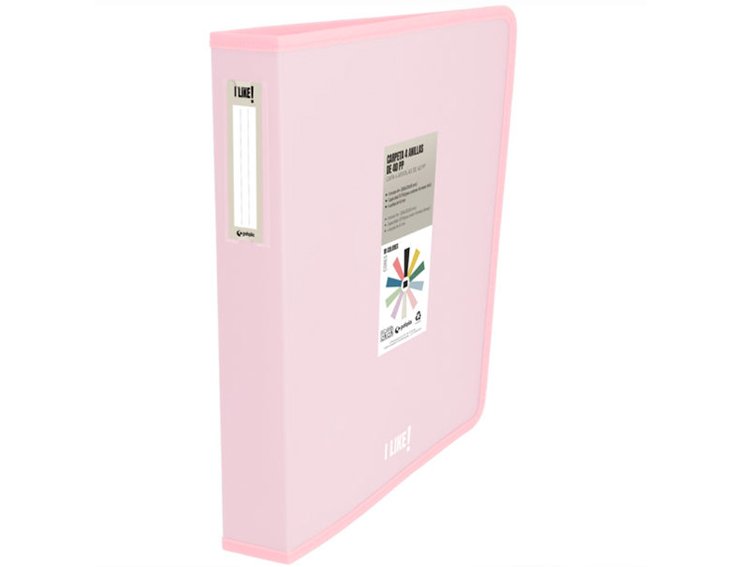 CARPETA 4 ANILLAS 40MM DINA4+ PP LIKE GRAFOPLAS ROSA SOFT