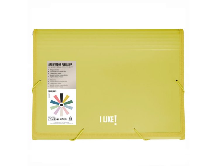 CARPETA FUELLE 13 BOLSAS FOLIO PP LIKE GRAFOPLAS AMARILLO