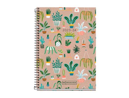 AGENDA ESCOLAR ESPIRAL RECYCLED TAPA CARTON DIA PAGINA PLANTS