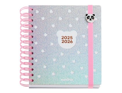 AGENDA ESCOLAR ESPIRAL 155X180 MM MINI TAPA CARTON DIA PAGINA SILVER