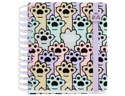 AGENDA ESCOLAR ESPIRAL 155X180 MM MINI TAPA CARTON DIA PAGINA PATITAS