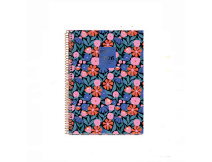AGENDA ESCOLAR ESPIRAL 155X213 MM 18 MESES SEMANA DARK FLORA