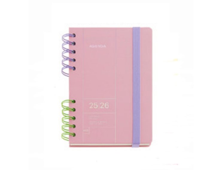 AGENDA ESCOLAR ESPIRAL 166X218 MM PLUS DIA PAGINA BACK TO BASIC ROSA