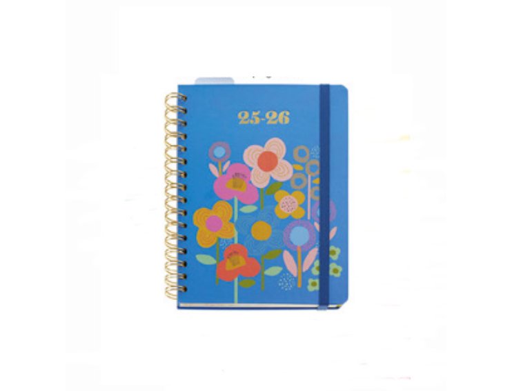 AGENDA ESCOLAR ESPIRAL 164X218 MM TAPA CARTON SEMANA VISTA ANNE LEHMAN HAPPY FLOWERS