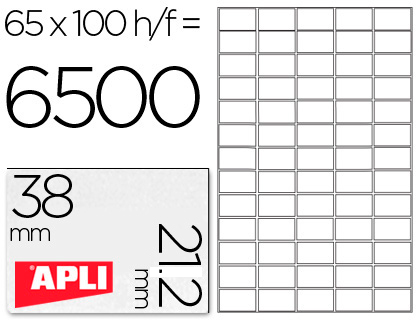 ETIQUETAS LASER APLI 105,0X048,0 BLANCAS