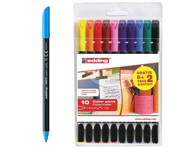 ROTULADOR EDDING N 1200  PACK 10 COLORES BLISTER 8 + 2 GRATIS