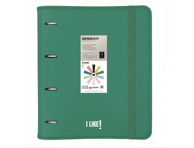CARPEBOOK 4 ANILLAS 35MM DINA4 PP LIKE GRAFOPLAS VERDE OSCURO