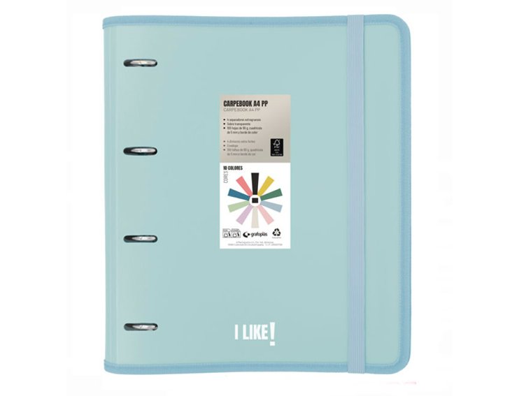 CARPEBOOK 4 ANILLAS 35MM DINA4 PP LIKE GRAFOPLAS AZUL CLARO