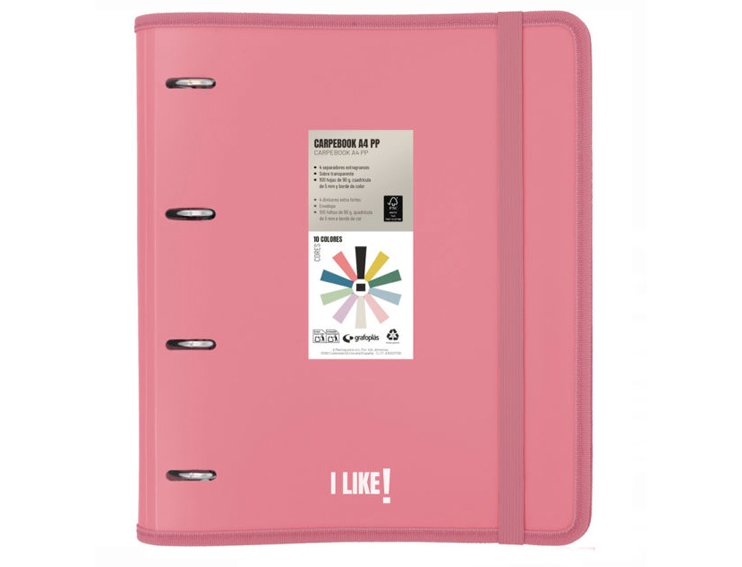 CARPEBOOK 4 ANILLAS 35MM DINA4 PP LIKE GRAFOPLAS ROSA