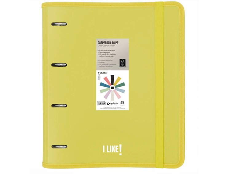 CARPEBOOK 4 ANILLAS 35MM DINA4 PP LIKE GRAFOPLAS AMARILLO