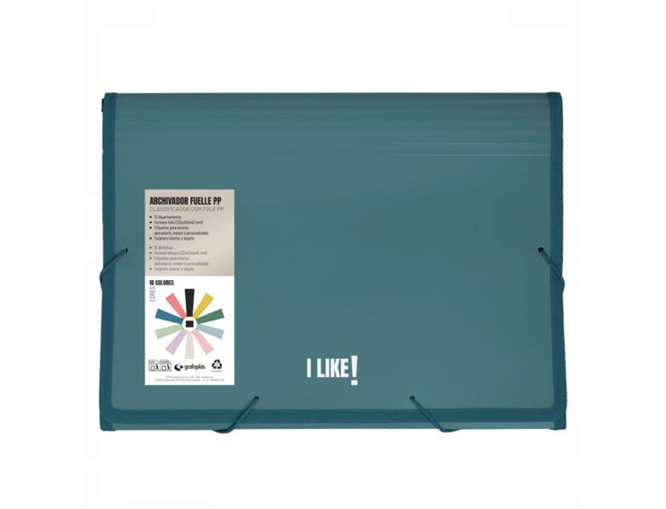 CARPETA FUELLE 13 BOLSAS FOLIO PP LIKE GRAFOPLAS AZUL OSCURO