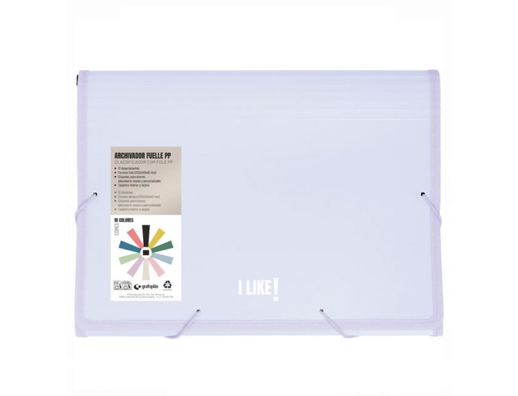 CARPETA FUELLE 13 BOLSAS FOLIO PP LIKE GRAFOPLAS LAVANDA