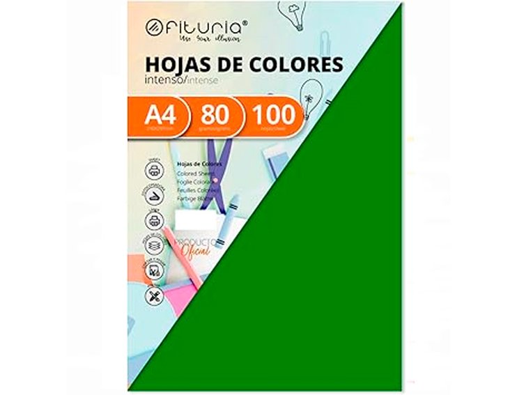 PAPEL IRIS DINA4 PACK 100 HOJAS VERDE OSCURO BILLAR
