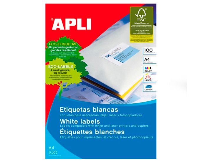 ETIQUETAS LASER APLI 070,0X030,0 BLANCAS