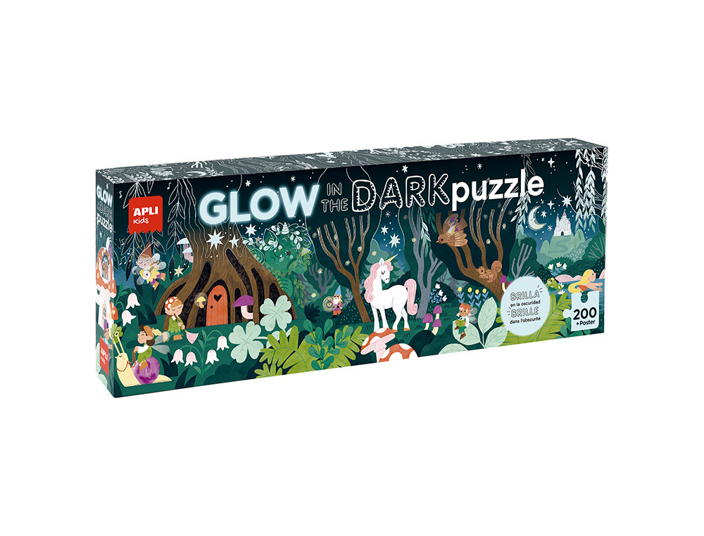 JUEGO EDUCATIVO APLI PUZLE 200 PIEZAS FLUORESCENTE GLOW BOSQUE MGICO