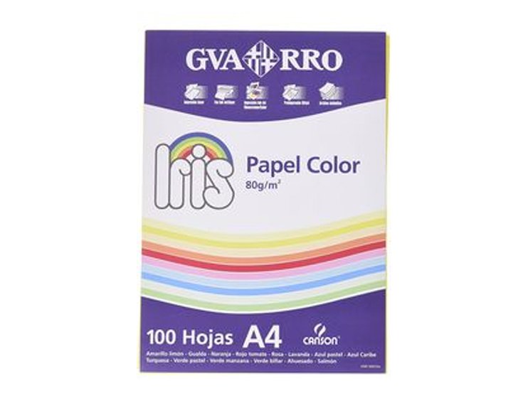 PAPEL IRIS DINA4 PACK 100 HOJAS AMARILLO LIMON