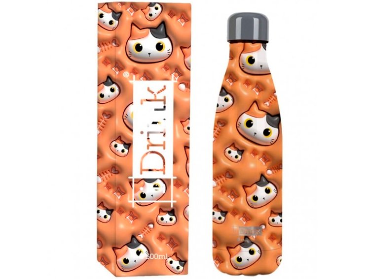 BOTELLA TERMICA 500ML ORANGE CAT 3D