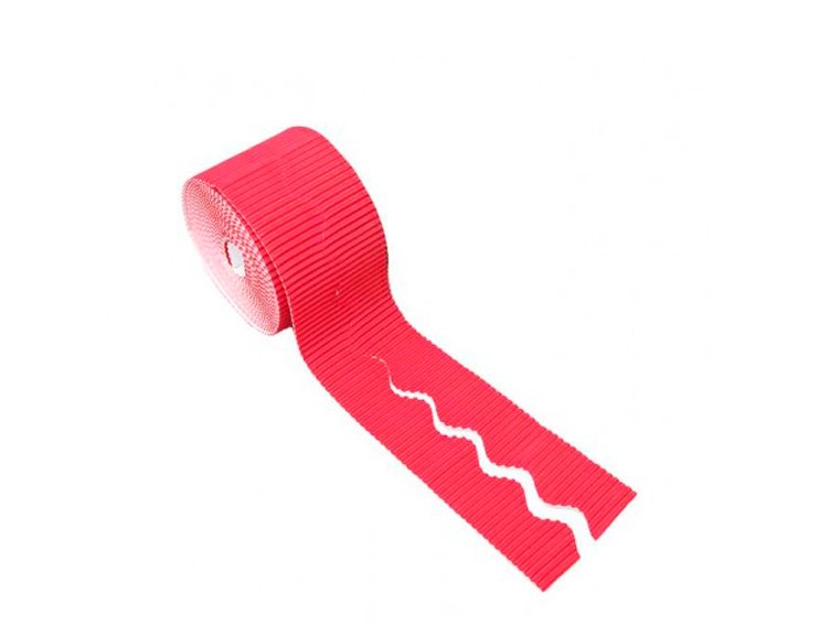 BORDE DECORATIVO KRAFT 10CMX7.5M ONDULADO ROJO