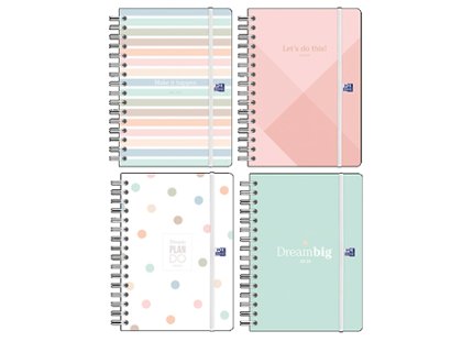 AGENDA ESCOLAR ESPIRAL 150x210 MM DIA PAGINA TAPA EXTRADURA OXFORD  and  ME Surtida