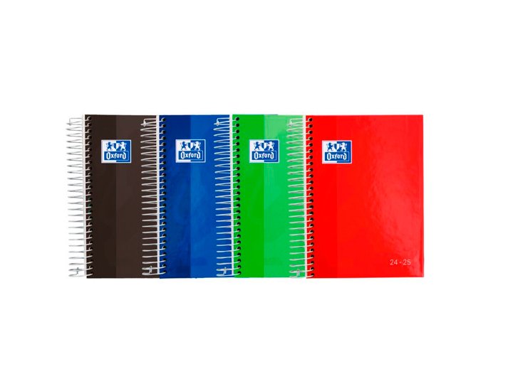 AGENDA ESCOLAR ESPIRAL 120x180 MM OCTAVO DIA PAGINA TAPA EXTRADURA OXFORD SCHOOL