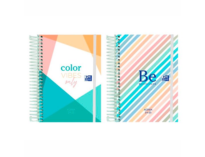 AGENDA ESCOLAR ESPIRAL 120X180 MM OCTAVO DIA PAGINA TAPA EXTRADURA OXFORD COLOR BLOCK
