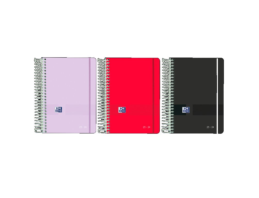 AGENDA ESCOLAR ESPIRAL 120X180 MM OCTAVO DIA PAGINA TAPA PLASTICO OXFORD LIVE and GO