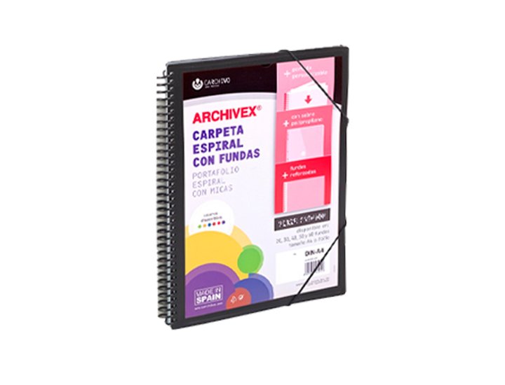 CARPETA FUNDAS DINA4 20 FUNDAS ESPIRAL CARCHIDEA CANGURO NEGRO