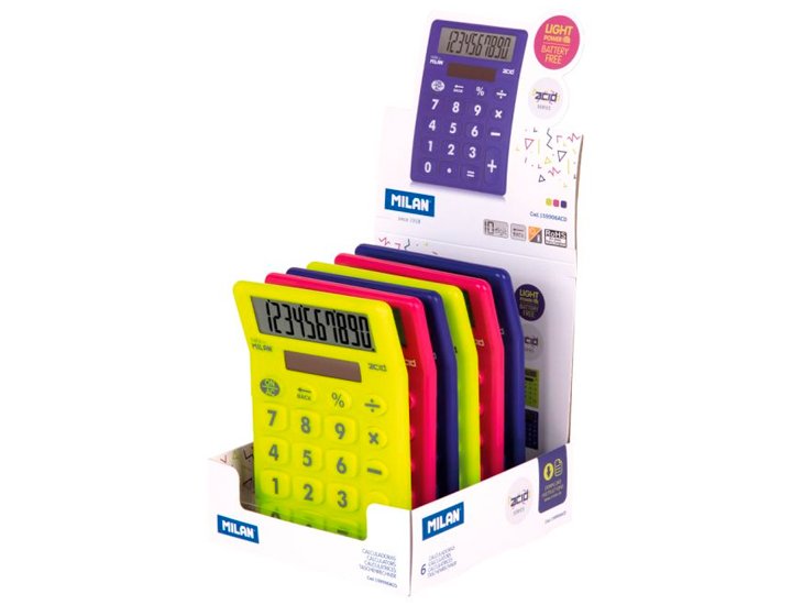 CALCULADORA MILAN SOBREMESA 10 DIGITOS SOLAR ACID COLORES SURTIDOS