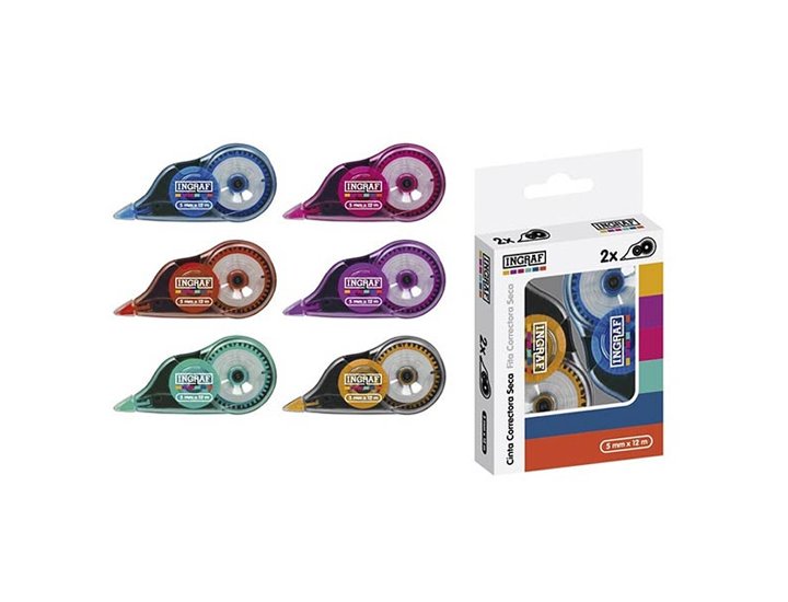 CINTA CORRECTORA 5MMX12M INGRAF MEDITERRANEO PACK DE 2 Unidades