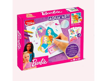 SET PINTURA ACUARELA 3 LAMINAS 10 LAPICES PINCEL AGUA BARBIE