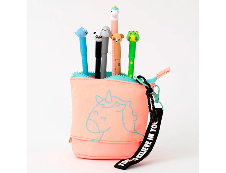 SET DE 6 BOLIGRAFOS GEL BORRABLE MR WONDERFUL + PORTATODO EXTENSIBLE ROSA