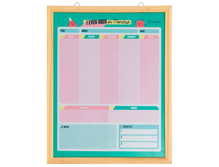 PIZARRA MAGNETICA C/ PLANIFICADOR SEMANAL MR WONDERFUL 