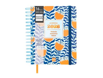 AGENDA 16 MESES ESPIRAL 155X217 MM Semana Vista FINOCAM VITAE AZUL