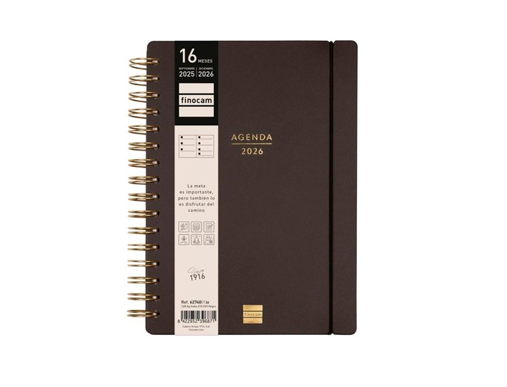 AGENDA 16 MESES ESPIRAL 155X212 MM Semana Vista FINOCAM HAIKU NEGRO