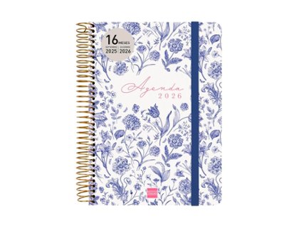 AGENDA 16 MESES ESPIRAL 155X212 MM Semana Vista FINOCAM CLOE AZUL