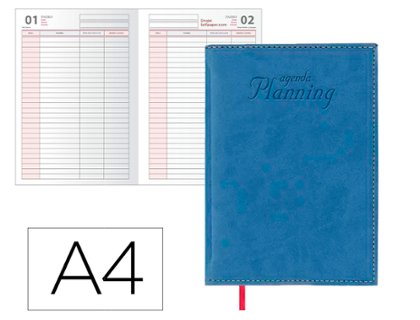 AGENDA PLANNING PERPETUA ENCUADERNADO DOHE TAPA POLIPIEL DIN A4 384 PAGINAS DIA PAGINA PAPEL BLANCO 70 Gramos AZUL