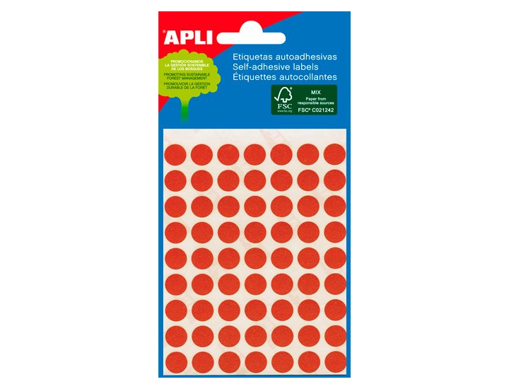 ETIQUETAS GOMETS CIRCULO ROJO 8 MM 3 Hojas