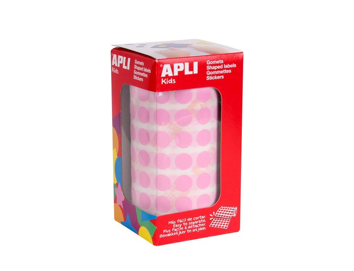 ETIQUETAS GOMETS ROLLO CIRCULOS 10,50MM ROSA